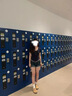 微光里 藏藍色獨特別致V領釘扣修身顯瘦短袖T恤女夏設計感小眾短款上衣 藏藍色 短袖【S】 曬單實拍圖