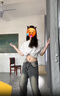 魯雅爾美式vibe大碼做舊水洗牛仔褲女秋季復(fù)古高腰直筒寬松闊腿垂感褲子 藍(lán)色 L 曬單實拍圖