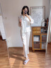 MOKITOUL輕奢品牌女士真絲睡衣女重磅長袖法式分體高端桑蠶絲綢家居服套裝 TZ24663珠光白 M 160 曬單實拍圖
