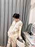 貓人純棉睡衣女7a抗菌月子服孕婦產(chǎn)后哺乳夏季薄款帶胸墊家居服可外穿 灰綠 【孕哺專用 7A抑菌呵護整個孕期】 XL 【建議130-150斤】 曬單實拍圖