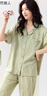 都市麗人女士睡衣女100%純棉三件套舒適春夏可外穿開(kāi)衫短袖長(cháng)褲家居服綠色 曬單實(shí)拍圖