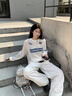衣品元長袖t恤女潮流衣服女裝夏季新款2025女款t恤衫上衣半袖正肩罩衫 白色 均碼 （80-135斤） 曬單實拍圖