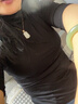 涵依婷純色半高領(lǐng)中袖t恤女新款內(nèi)搭修身五分袖修身上衣 黑色 L 曬單實(shí)拍圖