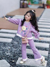 G.DUCKKIDS小黃鴨童裝女童春裝洋氣套裝兒童衛衣可愛(ài)兩件套寶寶春秋季衣服 紫色套裝 90 (建議80-90cm 1-2周歲） 曬單實(shí)拍圖