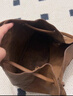 裘真008水桶包女斜挎通勤大容量真皮復古小眾植鞣牛皮包包 大象灰-大號 曬單實(shí)拍圖