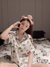 歌百夢(mèng)蠟筆小新睡衣 2025年新款純棉女款夏季短袖三件套可愛(ài)家居服可外 三件套*（短袖短褲加長(zhǎng)褲） 2XL 女(建議140-160斤) 曬單實(shí)拍圖