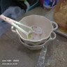 少女心草莓雙耳碗勺湯碗沙拉碗飯碗家用碗高顏值年輕人釉下彩餐具 雙耳碗隨機（1碗1勺） 曬單實(shí)拍圖