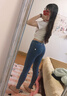 軒詩(shī)道四季款低腰淺藍蜜桃臀牛仔褲女性感提臀美臀時(shí)尚休閑運動(dòng)瑜伽長(cháng)褲 淺藍色(蜜桃臀褲) 常規 2XL （110-120斤） 曬單實(shí)拍圖