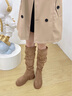 卓詩(shī)尼厚底長(cháng)筒靴女2025秋冬新款西部牛仔靴顯瘦加絨復古不過(guò)膝長(cháng)靴女靴 駝色-單里四季款 37 曬單實(shí)拍圖