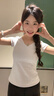 艾舞戈芭蕾舞蹈服上衣女成人短袖v領(lǐng)練功服專(zhuān)業(yè)藝考體操形體服白色T恤夏 白色 S 曬單實(shí)拍圖