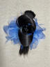 慕思語(yǔ)（MUSIYU）新中式花朵雞毛丸子頭假發(fā)女慵懶氛圍感蓬松低扎盤(pán)發(fā)后腦抓夾發(fā)包 藍色蕾絲-【棕黑色】  B02-104 曬單實(shí)拍圖