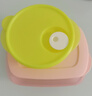 特百惠（Tupperware）新微波長(cháng)方飯盒套裝 可微波加熱午餐飯盒 便攜密封便當盒保鮮盒 1升甜蜜粉+400ml檸黃綠 曬單實(shí)拍圖