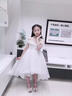 思妙星公主裙女童高端禮服花童婚禮小女孩禮服兒童主持人鋼琴演奏演出服 白色短款 150 曬單實拍圖