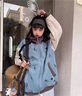 蕓蕁外套女2025新款外套女立領(lǐng)春秋夾克上衣韓版寬松撞色拼接藍色棒球 藍色 S 建議80-90斤左右 曬單實(shí)拍圖