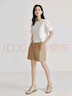 茵曼拼接開叉款女裝短袖t恤夏季簡(jiǎn)約休閑高級(jí)感寬松上衣 云朵白 L 曬單實(shí)拍圖