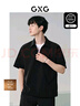 GXG男裝 戶外工裝polo男半拉鏈翻領(lǐng)短袖上衣  夏 黑色 180/XL 曬單實拍圖