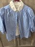 范思藍恩23FS12719藍色條紋短袖襯衫女夏季新款氣質(zhì)圓領(lǐng)上衣 藍色條紋 XS 曬單實(shí)拍圖