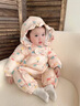 G.DUCKKIDS小黃鴨嬰兒羽絨服冬季連體衣女寶寶衣服0-1歲外出哈衣公主加厚棉 粉色棉衣版 80cm(80cm) 曬單實拍圖