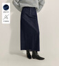 茵曼（INMAN）復(fù)古牛仔直筒裙2025春秋女裝新款后擺開衩中高腰半身裙 牛仔黑 M 曬單實(shí)拍圖