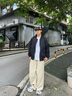 KAMA卡瑪工裝風立領夾克2025新款秋季男裝拉鏈口袋立體剪裁外套 黑色 M 曬單實拍圖