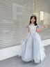 思妙星女童晚禮服長(cháng)袖高端輕奢小眾主持人花童女孩生日公主裙兒童演出服 銀灰色長(cháng)袖長(cháng)款 120 曬單實(shí)拍圖