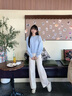 森馬（Semir）牛仔褲女冬季寬松分割抓毛拖地褲2025新款酷颯風(fēng)顯腿長(zhǎng)彎刀褲 奶白10501 XS 曬單實(shí)拍圖