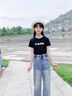 真維斯女童套裝春秋兒童長(zhǎng)袖t恤純棉打底衫闊腿牛仔褲大童秋裝女孩童裝 白 夢(mèng)幻魚尾+淺藍(lán) 130 曬單實(shí)拍圖
