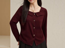 纖莉秀【法式方領(lǐng)顯瘦針織衫】大碼女裝時(shí)尚氣質(zhì)上衣胖mm秋裝新款3326 酒紅色 3XL 曬單實(shí)拍圖