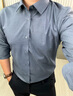 啄木鳥(niǎo)春秋季長(cháng)袖襯衫男商務(wù)休閑高級感抗皺彈力竹纖維襯衣正裝純色 6806灰色 XL 曬單實(shí)拍圖