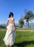 小野七天露背連衣裙女海邊度假風(fēng)露背掛脖A字裙夏季純欲仙氣鏤空長裙 杏色 M 曬單實拍圖