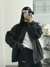 燦圖bomber廓形正肩夾克男秋季美式vibe棒球服痞帥黑色飛行員短款外套 黑色 XL 曬單實(shí)拍圖