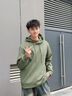 真維斯（Jeanswest）加絨棉感重磅420g連帽衛衣男秋冬款休閑保暖內搭上衣寬松大碼外套 灰豆綠(純色) 加絨 L (175) (收藏加購優(yōu)先發(fā)) 曬單實(shí)拍圖