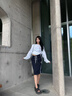 MMLG韓系針織半身裙女2025年早秋新款彈力腰頭利落版型隨性百搭裙子 深灰色 S 曬單實(shí)拍圖