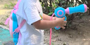 哈哈球小豬佩奇兒童玩具背包水槍戲水呲滋水槍大號抽拉打水仗神器 曬單實(shí)拍圖