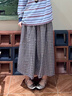 紫涵（ZIHAN）紫涵復古灰色格紋半身裙女2025秋季新款松緊高腰寬松純棉a字傘裙 灰格 M 曬單實(shí)拍圖