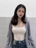 歐貝汐針織開衫外套女秋冬季大碼胖mm慵懶寬松外搭夏防曬中長款v領毛衣 灰色 M 【建議100斤內】 曬單實拍圖