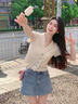 哈魯?shù)细埏L復古牛仔半身裙女2025夏季新款裙褲小個子辣妹高腰直筒短裙子 淺藍色 M （95-105斤） 曬單實拍圖