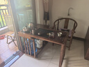 一米色彩移動(dòng)陽臺(tái)茶桌新中式家用小戶型實(shí)木茶幾旋轉(zhuǎn)茶臺(tái)燒水壺一體休閑桌 胡桃色單桌+1圍椅+2月牙椅 1.0米【贈(zèng)黑色底部上水煮茶器】 曬單實(shí)拍圖