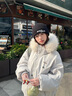 韓璐嬌（hanlujiao）羽絨棉服女冬季2025年新款連帽羽棉襖絨服女外套小個(gè)子工裝派克服 白灰色 M 曬單實(shí)拍圖