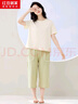 紅豆居家純棉睡衣女夏季抑菌短袖舒膚家居服淡奶綠165/88A 曬單實拍圖