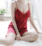 浪莎吊帶睡裙女性感薄款蕾絲冰絲大碼純欲風(fēng)家居服仿真絲帶胸墊女睡衣 曬單實(shí)拍圖