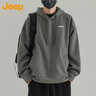 吉普（JEEP）衛(wèi)衣男春秋季重磅連帽寬松男士長(zhǎng)袖T恤上衣服男裝 火山灰 L  曬單實(shí)拍圖