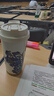 SZTAA保溫水杯不銹鋼大容量男女學(xué)生隨行咖啡杯雙飲茶水分離吸管杯情侶 鳶尾花 520ml 下沉式-陶瓷覆層 曬單實(shí)拍圖
