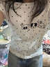 LDBE韓系波點(diǎn)刺繡小狗白色短袖T恤女夏季斜肩露肩設(shè)計(jì)感小眾漂亮上衣 白色 S 曬單實(shí)拍圖
