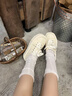 共跡gongji 孟子義同款25夏季新款半拖鞋女外穿板鞋男涼鞋休閑鞋子女帆布鞋 梔子白 /偏大半碼 37 （238mm） 曬單實(shí)拍圖