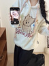 大魚界線新款毛絨絨可愛小狗連帽衛(wèi)衣女裝2025春秋寬松潮流情侶裝外套 灰色加絨 S 曬單實(shí)拍圖