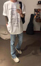 瀟圖達(dá)人韓系牛仔褲男春秋美式高街vibe微喇褲子cleanfit修身顯瘦直筒褲 淺藍(lán)色 XL 曬單實(shí)拍圖