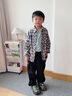 巴帝巴帝秋冬新款嬰幼兒童純棉直筒工裝褲寬松舒適百搭 黑色 好運字母 130 曬單實拍圖