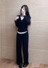 班尼路（Baleno）2025新款春秋季休閑運(yùn)動(dòng)套裝女修身立領(lǐng)開衫外套女裝微喇褲子一套 曬單實(shí)拍圖