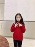 G.DUCKKIDS小黃鴨童裝女童毛衣冬季新款兒童針織衫中大童加厚雪花雙面絨毛衣 紅色 150尺碼11~12歲【140-150cm】cm 曬單實拍圖